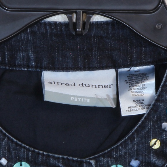 Alfred Dunner Petite Beaded Embellished Butterflies Blue Denim Jacket Women NWOT - Picture 2 of 7